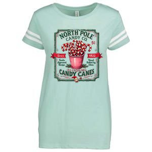 Old Fashioned North Pole Candy Cane Company Elf Christmas Enza Ladies Jersey Football T-Shirt