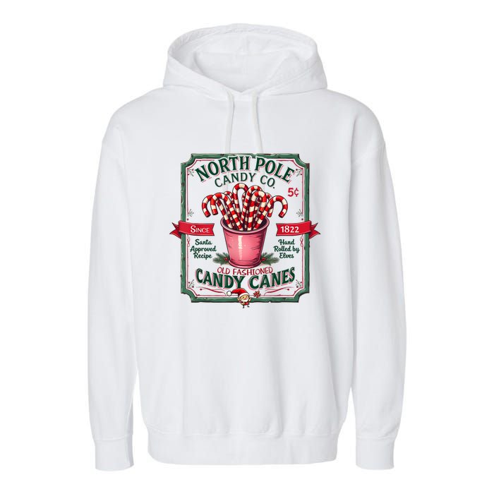 Old Fashioned North Pole Candy Cane Company Elf Christmas Garment-Dyed Fleece Hoodie