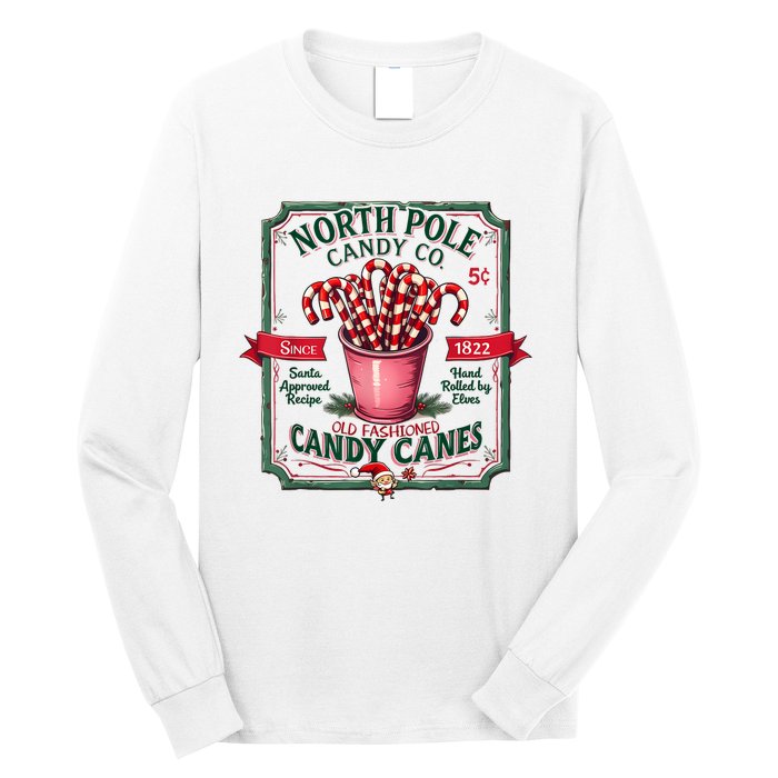 Old Fashioned North Pole Candy Cane Company Elf Christmas Long Sleeve Shirt