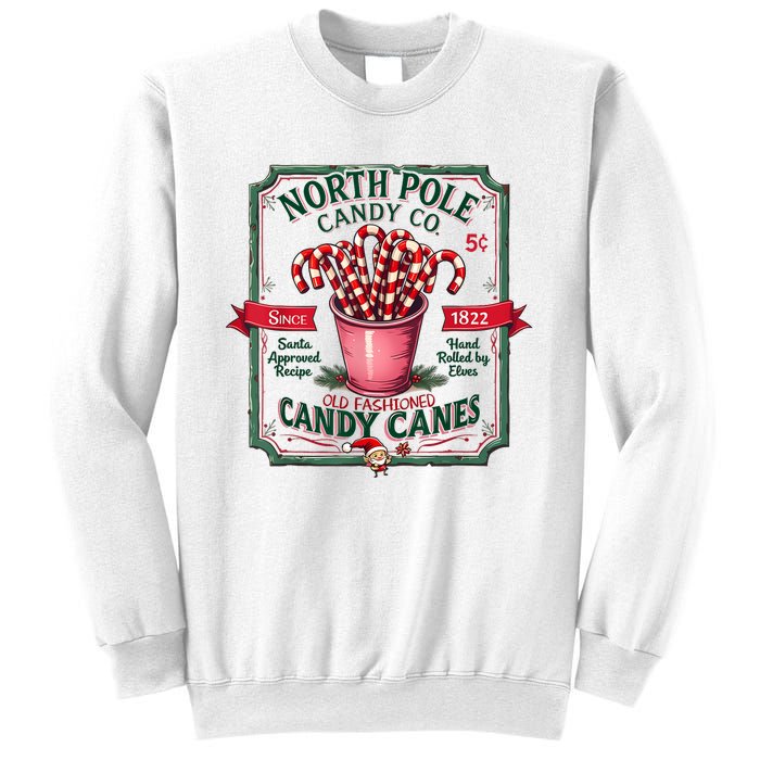 Old Fashioned North Pole Candy Cane Company Elf Christmas Sweatshirt