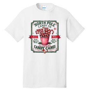 Old Fashioned North Pole Candy Cane Company Elf Christmas Tall T-Shirt