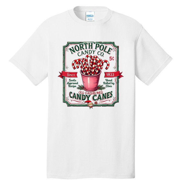 Old Fashioned North Pole Candy Cane Company Elf Christmas Tall T-Shirt