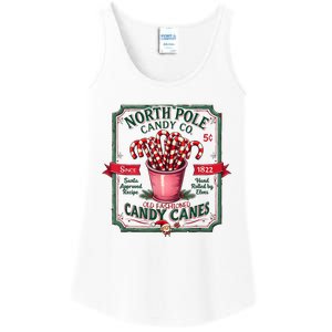 Old Fashioned North Pole Candy Cane Company Elf Christmas Ladies Essential Tank