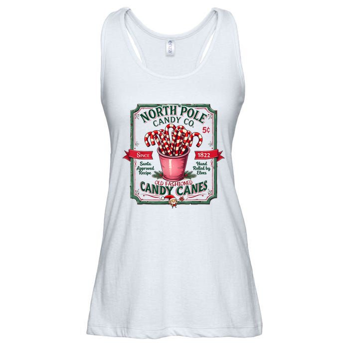 Old Fashioned North Pole Candy Cane Company Elf Christmas Ladies Essential Flowy Tank