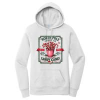 Old Fashioned North Pole Candy Cane Company Elf Christmas Women's Pullover Hoodie