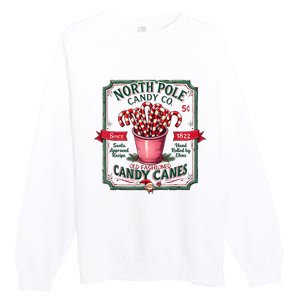 Old Fashioned North Pole Candy Cane Company Elf Christmas Premium Crewneck Sweatshirt