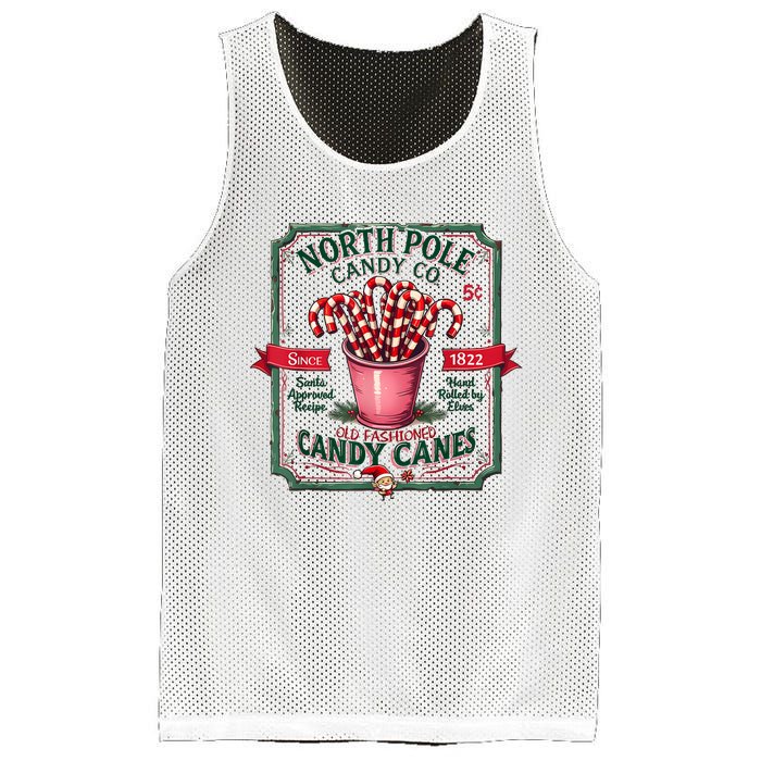 Old Fashioned North Pole Candy Cane Company Elf Christmas Mesh Reversible Basketball Jersey Tank