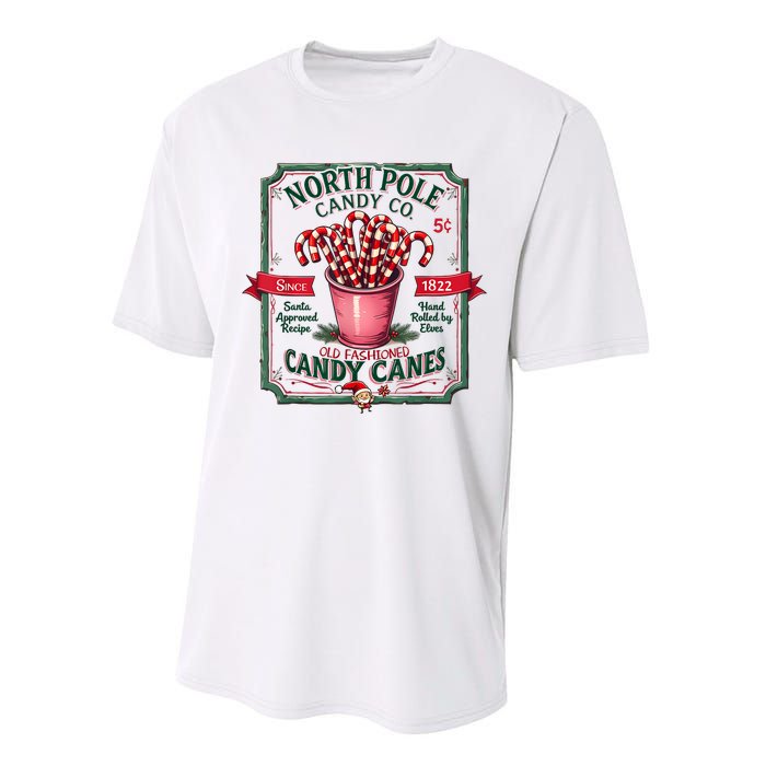 Old Fashioned North Pole Candy Cane Company Elf Christmas Performance Sprint T-Shirt