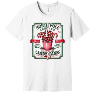 Old Fashioned North Pole Candy Cane Company Elf Christmas Premium T-Shirt