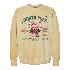 Old Fashioned North Pole Elf Christmas Candy Cane Company Colorblast Crewneck Sweatshirt