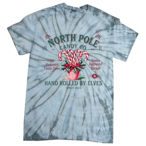 Old Fashioned North Pole Elf Christmas Candy Cane Company Tie-Dye T-Shirt