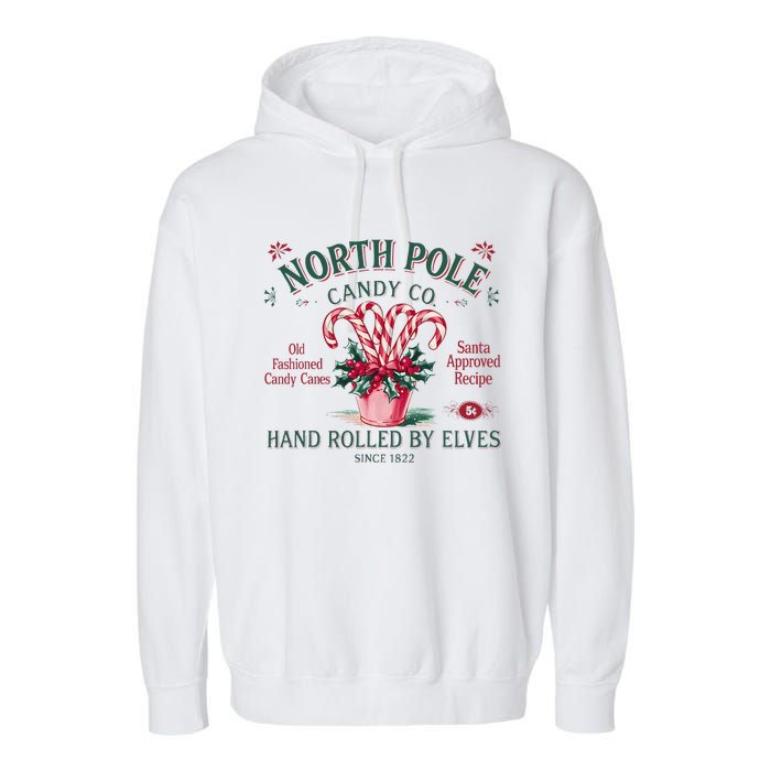 Old Fashioned North Pole Elf Christmas Candy Cane Company Garment-Dyed Fleece Hoodie