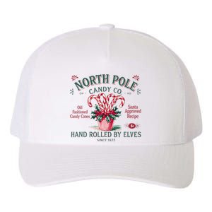 Old Fashioned North Pole Elf Christmas Candy Cane Company Yupoong Adult 5-Panel Trucker Hat