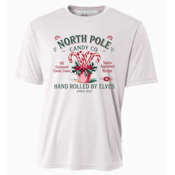 Old Fashioned North Pole Elf Christmas Candy Cane Company Cooling Performance Crew T-Shirt