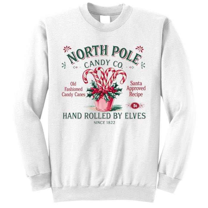 Old Fashioned North Pole Elf Christmas Candy Cane Company Sweatshirt