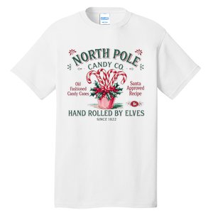 Old Fashioned North Pole Elf Christmas Candy Cane Company Tall T-Shirt