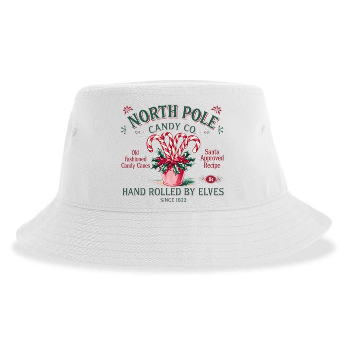 Old Fashioned North Pole Elf Christmas Candy Cane Company Sustainable Bucket Hat