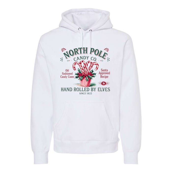 Old Fashioned North Pole Elf Christmas Candy Cane Company Premium Hoodie