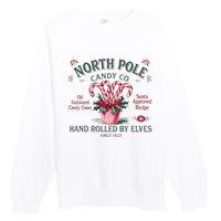 Old Fashioned North Pole Elf Christmas Candy Cane Company Premium Crewneck Sweatshirt