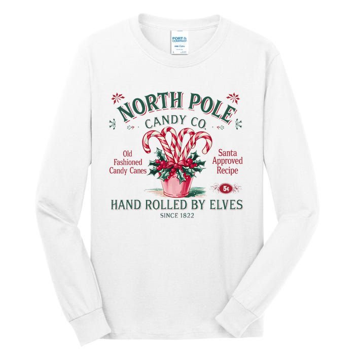 Old Fashioned North Pole Elf Christmas Candy Cane Company Tall Long Sleeve T-Shirt