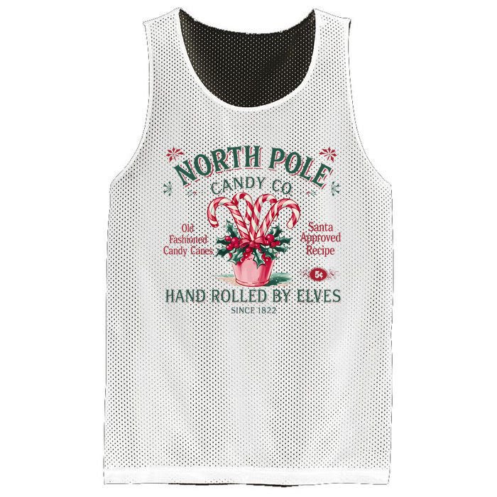 Old Fashioned North Pole Elf Christmas Candy Cane Company Mesh Reversible Basketball Jersey Tank