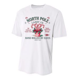 Old Fashioned North Pole Elf Christmas Candy Cane Company Performance Sprint T-Shirt