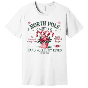 Old Fashioned North Pole Elf Christmas Candy Cane Company Premium T-Shirt