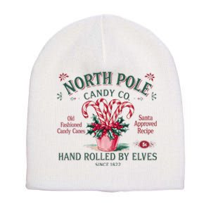 Old Fashioned North Pole Elf Christmas Candy Cane Company Short Acrylic Beanie