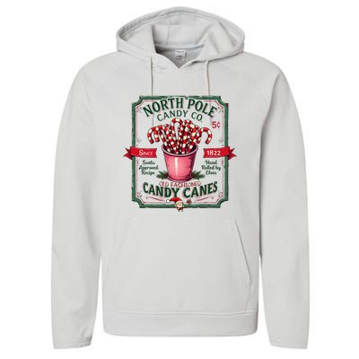 Old Fashioned North Pole Candy Cane Company Elf Christmas Performance Fleece Hoodie