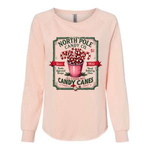 Old Fashioned North Pole Candy Cane Company Elf Christmas Womens California Wash Sweatshirt