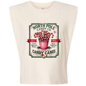 Old Fashioned North Pole Candy Cane Company Elf Christmas Garment-Dyed Women's Muscle Tee