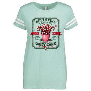 Old Fashioned North Pole Candy Cane Company Elf Christmas Enza Ladies Jersey Football T-Shirt