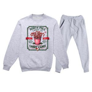 Old Fashioned North Pole Candy Cane Company Elf Christmas Premium Crewneck Sweatsuit Set