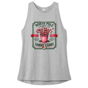 Old Fashioned North Pole Candy Cane Company Elf Christmas Ladies PosiCharge Tri-Blend Wicking Tank