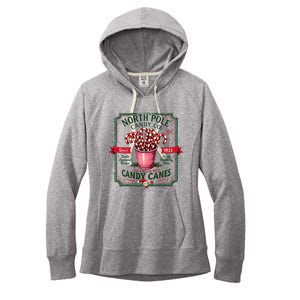 Old Fashioned North Pole Candy Cane Company Elf Christmas Women's Fleece Hoodie