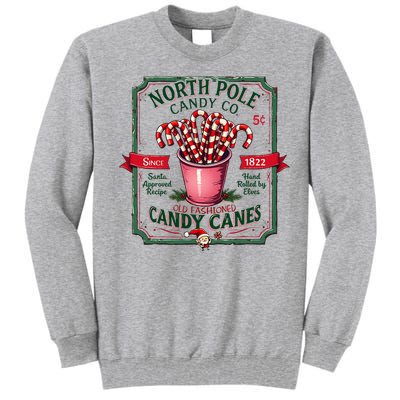 Old Fashioned North Pole Candy Cane Company Elf Christmas Tall Sweatshirt