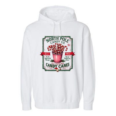 Old Fashioned North Pole Candy Cane Company Elf Christmas Garment-Dyed Fleece Hoodie