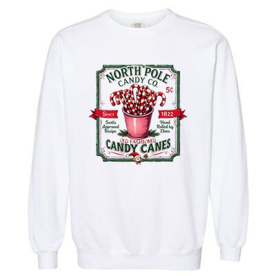 Old Fashioned North Pole Candy Cane Company Elf Christmas Garment-Dyed Sweatshirt