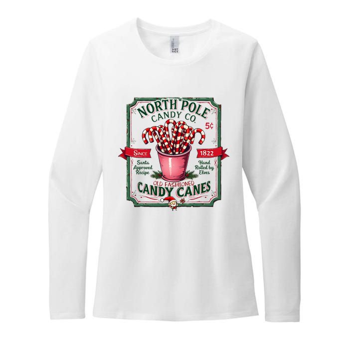 Old Fashioned North Pole Candy Cane Company Elf Christmas Womens CVC Long Sleeve Shirt