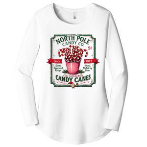 Old Fashioned North Pole Candy Cane Company Elf Christmas Women's Perfect Tri Tunic Long Sleeve Shirt