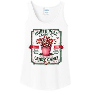 Old Fashioned North Pole Candy Cane Company Elf Christmas Ladies Essential Tank