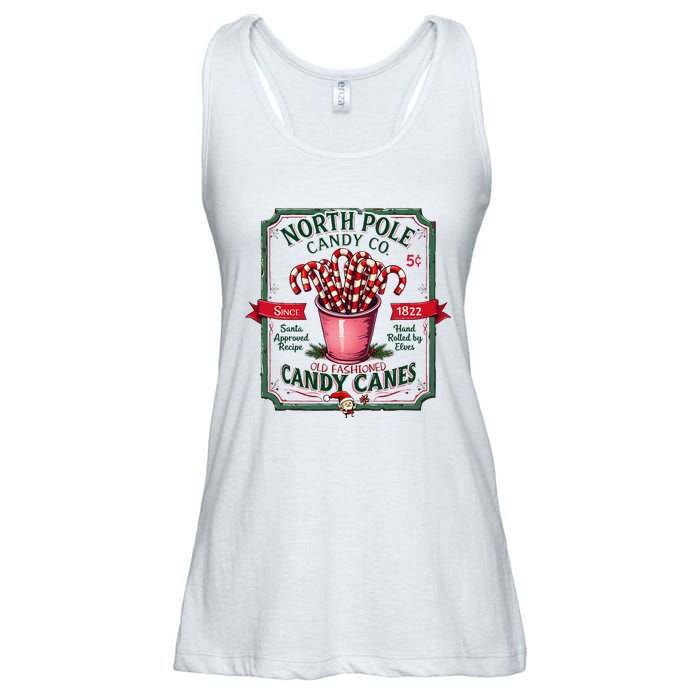 Old Fashioned North Pole Candy Cane Company Elf Christmas Ladies Essential Flowy Tank