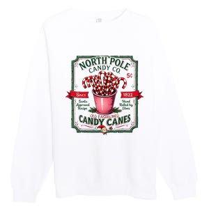 Old Fashioned North Pole Candy Cane Company Elf Christmas Premium Crewneck Sweatshirt