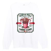 Old Fashioned North Pole Candy Cane Company Elf Christmas Premium Crewneck Sweatshirt