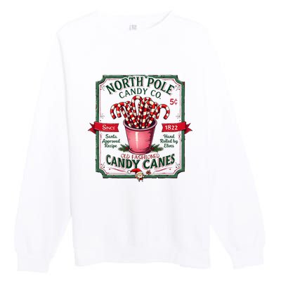 Old Fashioned North Pole Candy Cane Company Elf Christmas Premium Crewneck Sweatshirt