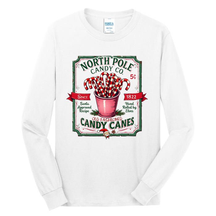 Old Fashioned North Pole Candy Cane Company Elf Christmas Tall Long Sleeve T-Shirt