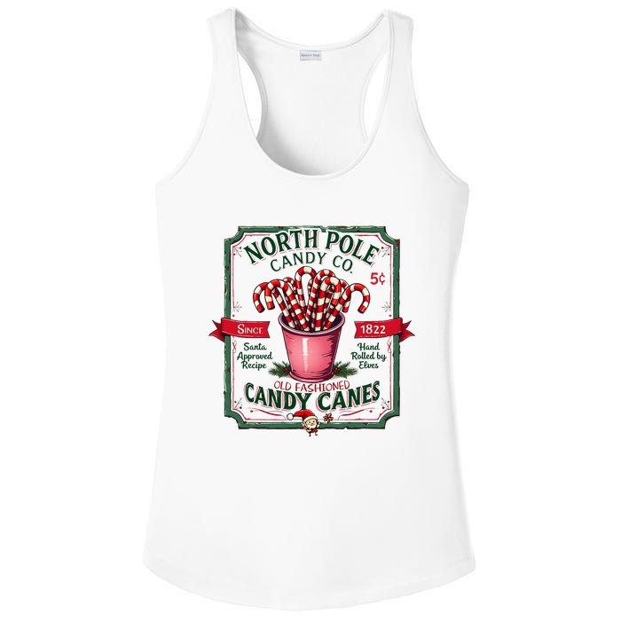 Old Fashioned North Pole Candy Cane Company Elf Christmas Ladies PosiCharge Competitor Racerback Tank