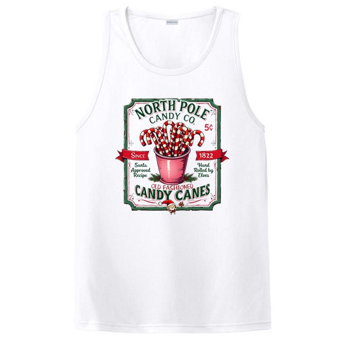 Old Fashioned North Pole Candy Cane Company Elf Christmas PosiCharge Competitor Tank