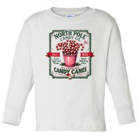 Old Fashioned North Pole Candy Cane Company Elf Christmas Toddler Long Sleeve Shirt