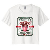 Old Fashioned North Pole Candy Cane Company Elf Christmas Women's Crop Top Tee